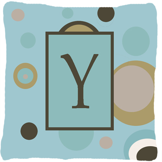 Picture of Carolines Treasures CJ1013-YPW1414 Monogram - Initial Y Blue Dots Decorative Indoor & Outdoor Fabric Pillow