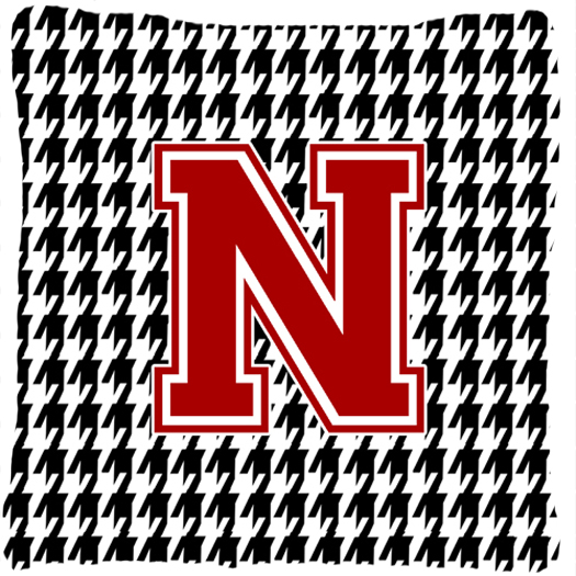 CJ1021-NPW1414 Monogram - Initial N Houndstooth Indoor & Outdoor Decorative Fabric Pillow - 14 x 14 in.