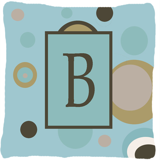 Monogram - Initial B Blue Dots Indoor & Outdoor Decorative Fabric Pillow - 14 x 14 in.