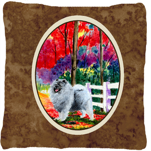 Keeshond Indoor & Outdoor Decorative Fabric Pillow - 14 x 14 in.