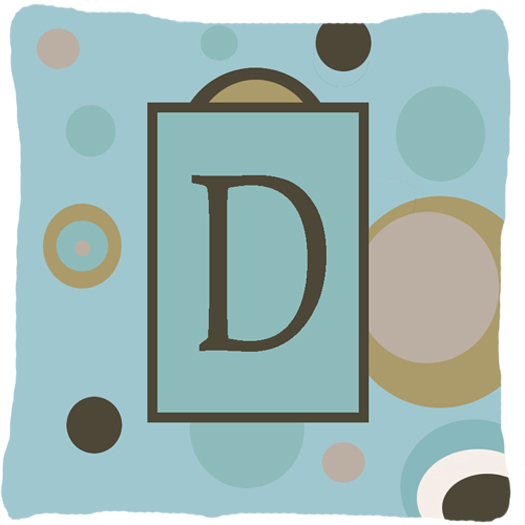 CJ1013-DPW1414 Monogram - Initial D Blue Dots Indoor & Outdoor Decorative Fabric Pillow - 14 x 14 in.