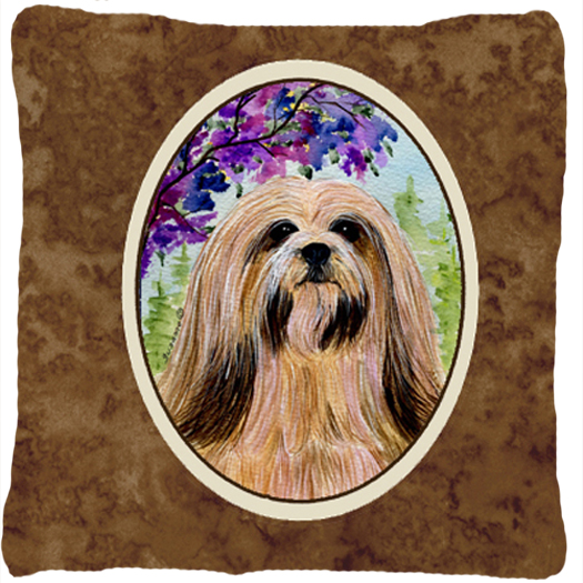 Lhasa Apso Indoor & Outdoor Decorative Fabric Pillow - 14 x 14 in.