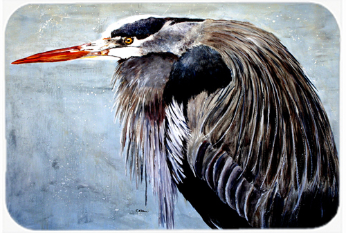 Picture of Carolines Treasures 8652LCB Blue Heron Glass Cutting Board - Large- 15 H x 12 L in.