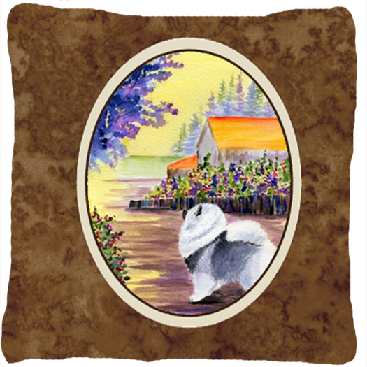 Keeshond Indoor & Outdoor Decorative Fabric Pillow - 14 x 14 in.