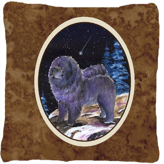 Starry Night Chow Chow Indoor & Outdoor Decorative Fabric Pillow - 14 x 14 in.