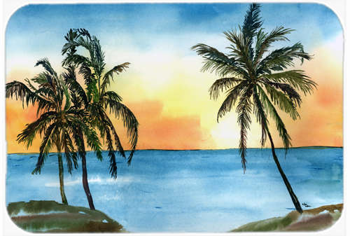 Picture of Carolines Treasures 8551LCB Palm Tree Glass Cutting Board - Large- 15 H x 12 L in.
