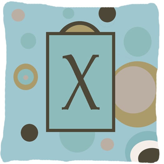CJ1013-XPW1414 Monogram - Initial X Blue Dots Indoor & Outdoor Decorative Fabric Pillow - 14 x 14 in.