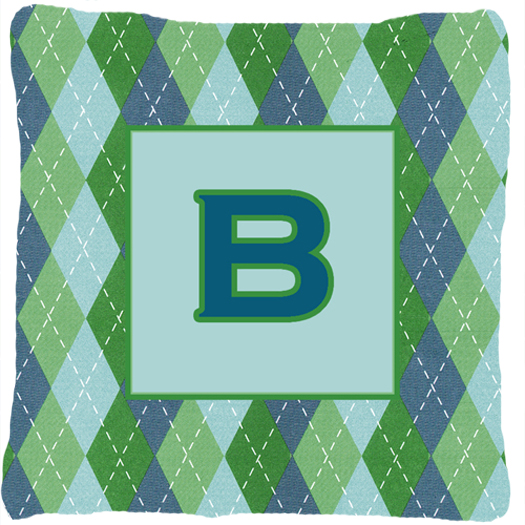 Monogram - Initial B Blue Argoyle Indoor & Outdoor Decorative Fabric Pillow - 14 x 14 in.