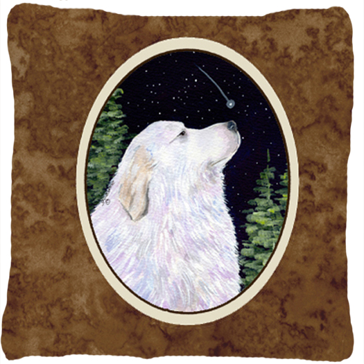 Starry Night Great Pyrenees Indoor & Outdoor Decorative Fabric Pillow - 14 x 14 in.