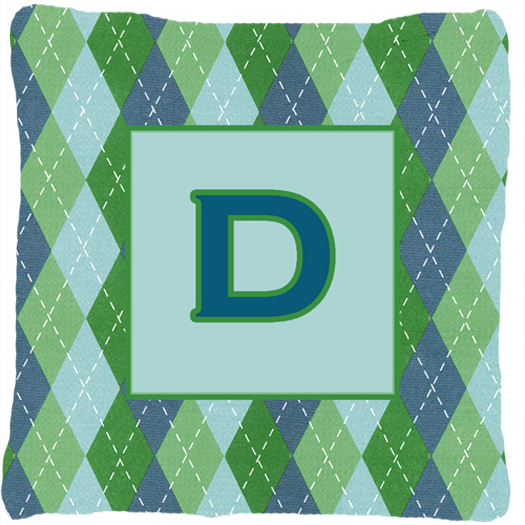 Monogram - Initial D Blue Argoyle Indoor & Outdoor Decorative Fabric Pillow - 14 x 14 in.