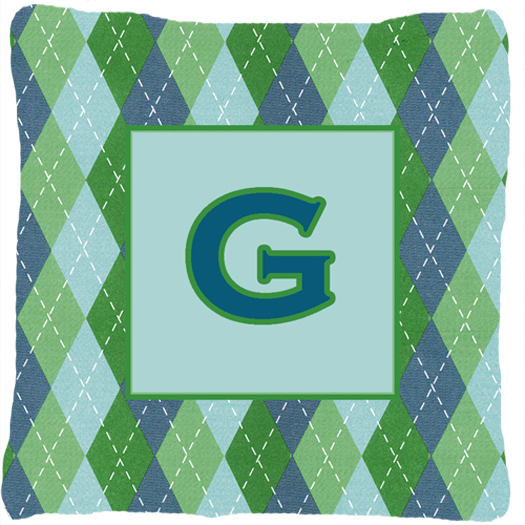 CJ1020-GPW1414 Monogram - Initial G Blue Argoyle Indoor & Outdoor Decorative Fabric Pillow - 14 x 14 in.