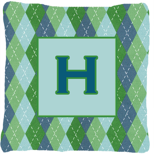Monogram - Initial H Blue Argoyle Indoor & Outdoor Decorative Fabric Pillow - 14 x 14 in.
