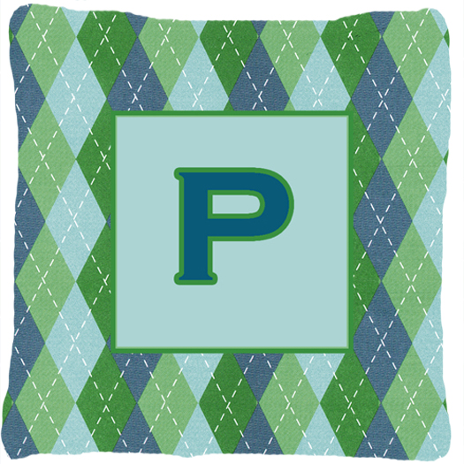 CJ1020-PPW1414 Initial P Monogram - Blue Argoyle Indoor & Outdoor Decorative Fabric Pillow - 14 x 14 in.