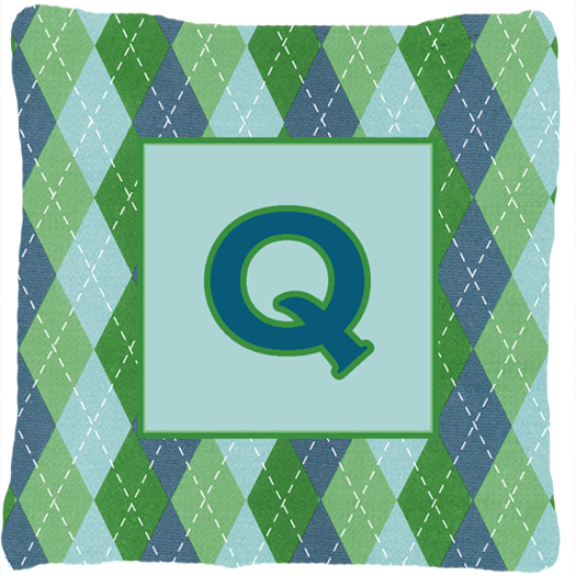 Initial Q Monogram - Blue Argoyle Indoor & Outdoor Decorative Fabric Pillow - 14 x 14 in.