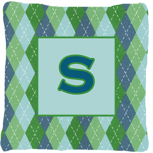 Picture of Carolines Treasures CJ1020-SPW1414 Initial S Monogram - Blue Argoyle Indoor & Outdoor Decorative Fabric Pillow - 14 x 14 in.