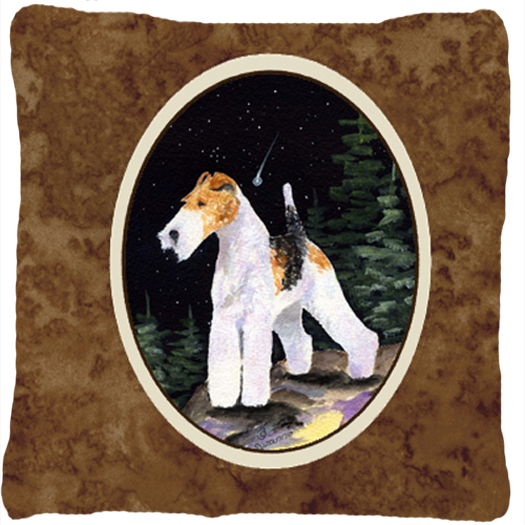 Starry Night Fox Terrier Decorative Fabric Pillow - 14 x 14 in.