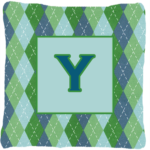Initial Y Monogram - Blue Argoyle Decorative Fabric Pillow - 14 x 14 in.