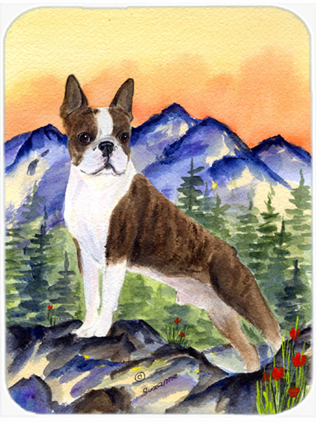 Boston Terrier Glass Cutting Board - Large- 15 H x 12 L in.