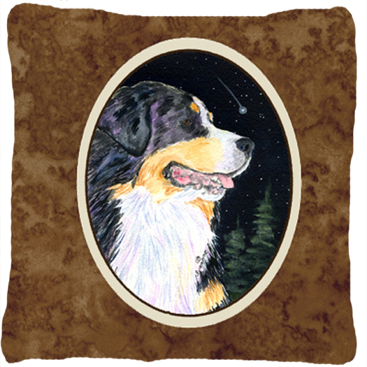 Starry Night Bernese Mountain Dog Decorative Fabric Pillow - 14 x 14 in.