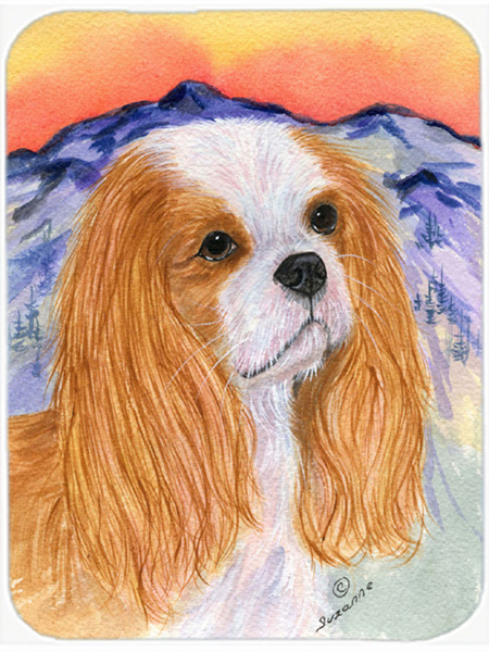 Cavalier Spaniel Glass Cutting Board - Large- 15 H x 12 L in.