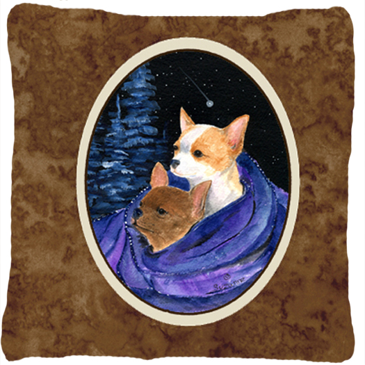 Starry Night Chihuahua Decorative Fabric Pillow - 14 x 14 in.