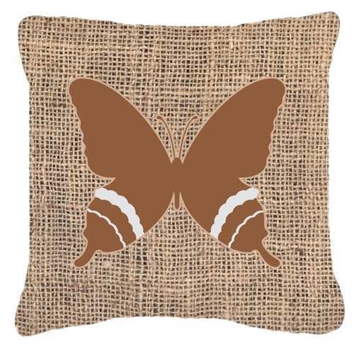 Butterfly Burlap and Brown Decorative Fabric Pillow