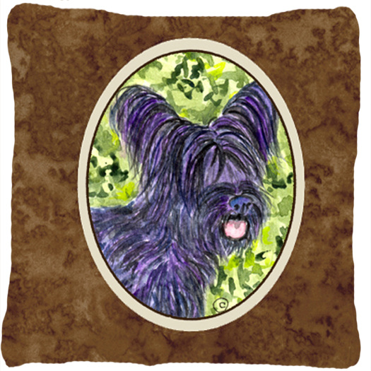 Skye Terrier Decorative Fabric Pillow - 14 x 14 in.