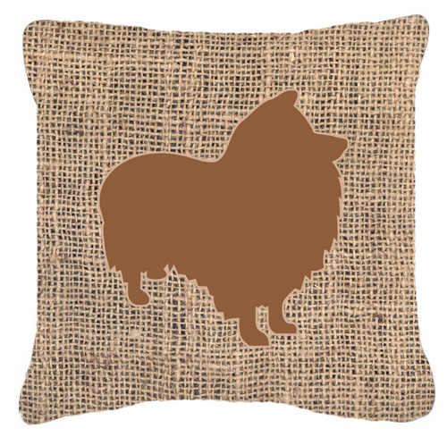 Sheltie Burlap and Brown Decorative Fabric Pillow - 14 x 14 in.