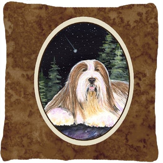 Starry Night Bearded Collie Decorative Fabric Pillow 14 x 14 in.