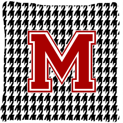 Monogram - Initial M Houndstooth Decorative Fabric Pillow - 14 x 14 in.