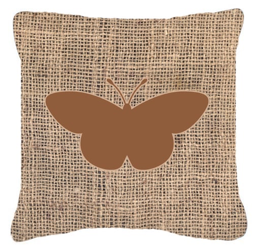 Butterfly Burlap and Brown Decorative Fabric Pillow