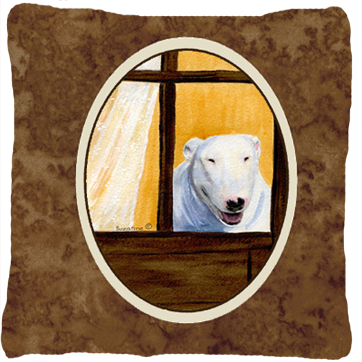 Bull Terrier Decorative Fabric Pillow 14 x 14 in.