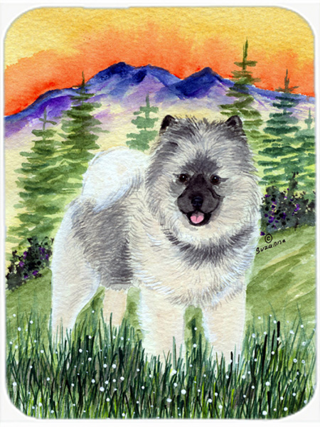 Keeshond Glass Cutting Board - Large- 15 H x 12 L in.