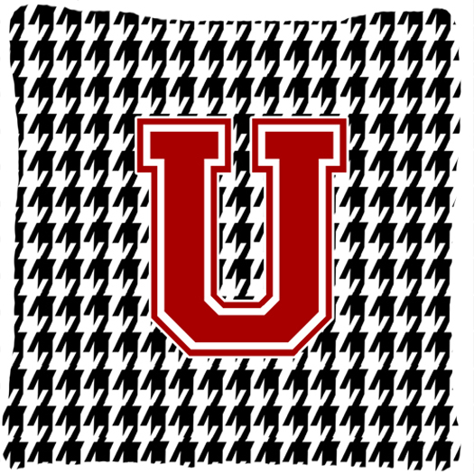 Monogram - Initial U Houndstooth Decorative Fabric Pillow 14 x 14 in.