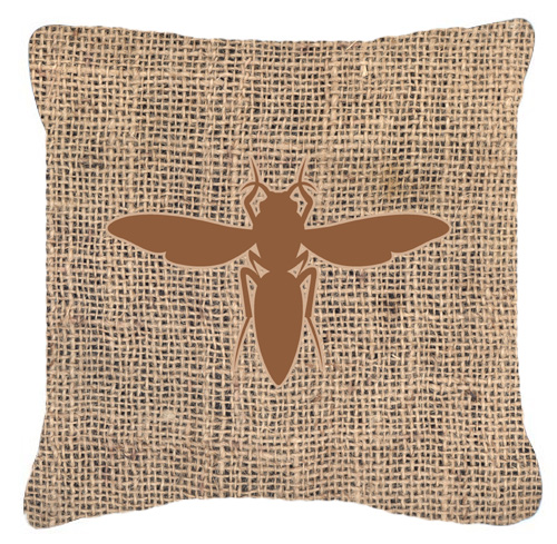Yellow Jacket Burlap and Brown Decorative Fabric Pillow - 14 x 14 in.