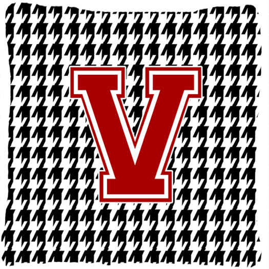 Monogram - Initial V Houndstooth Decorative Fabric Pillow 14 x 14 in.