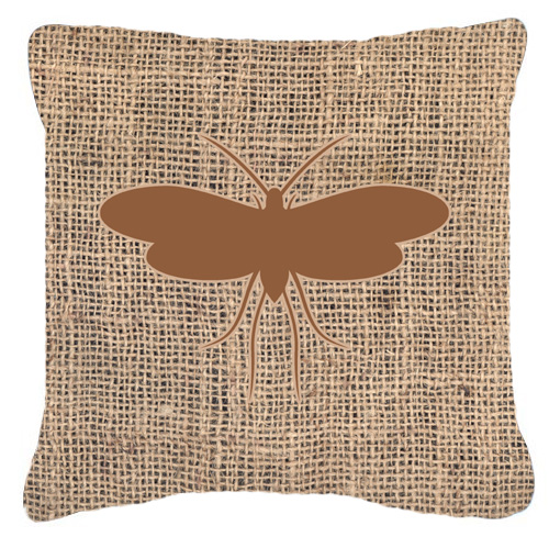 Moth Burlap and Brown Decorative Fabric Pillow