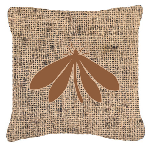 Moth Burlap and Brown Decorative Fabric Pillow