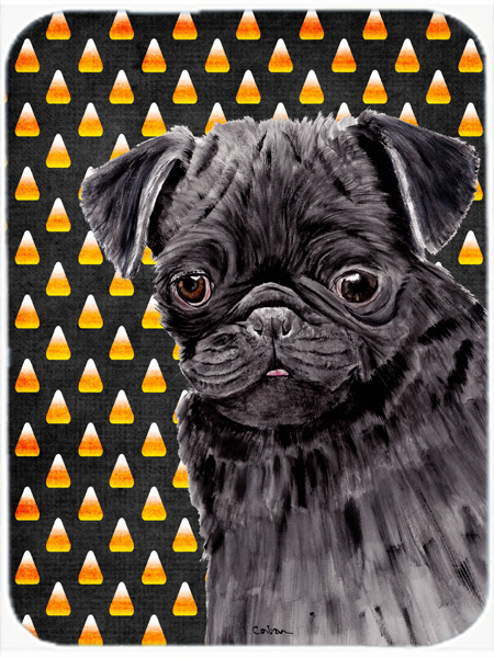 Pug Candy Corn Halloween Portrait Glass Cutting Board - Large