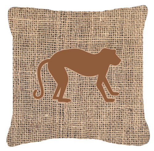 Monkey Burlap and Brown Decorative Fabric Pillow 14 x 14 in.