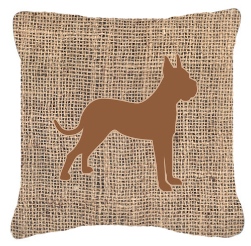 Boxer Burlap and Brown Decorative Fabric Pillow - 14 x 14 in.
