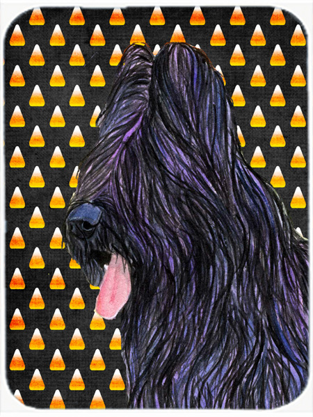 Briard Candy Corn Halloween Portrait Glass Cutting Board - Large