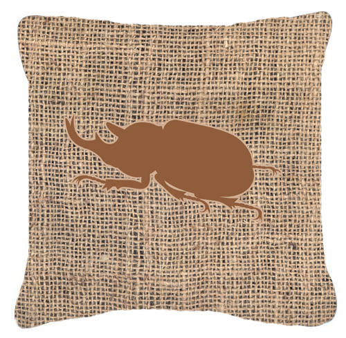 Beetle Burlap and Brown Decorative Fabric Pillow - 14 x 14 in.