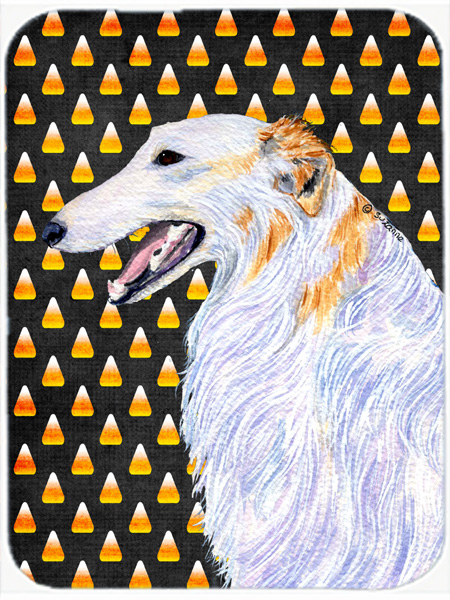 Borzoi Candy Corn Halloween Portrait Glass Cutting Board - Large