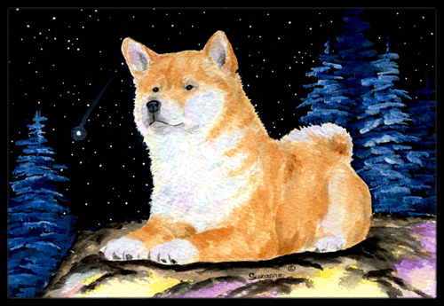 Starry Night Shiba Inu Doormat - 24 x 36 in.