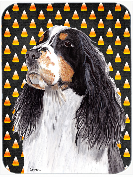 Springer Spaniel Candy Corn Halloween Portrait Glass Cutting Board - Large
