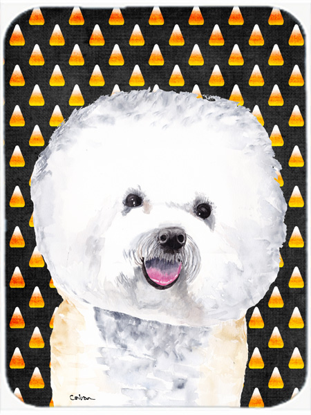 Bichon Frise Candy Corn Halloween Portrait Glass Cutting Board - Large