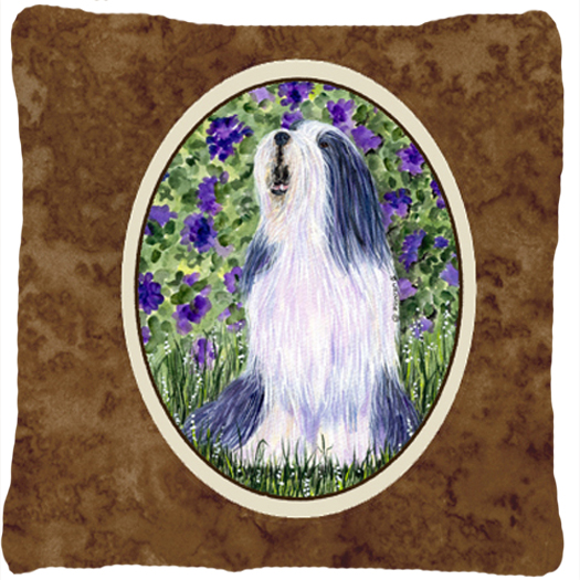 Bearded Collie Decorative Fabric Pillow - 14 x 14 in.