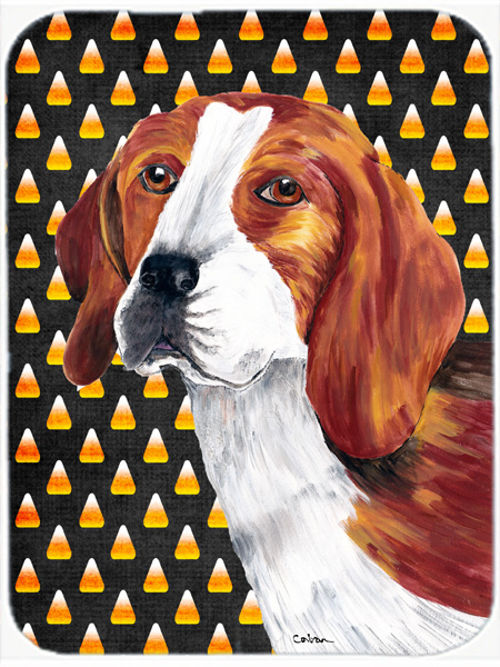 Beagle Candy Corn Halloween Portrait Glass Cutting Board - Large