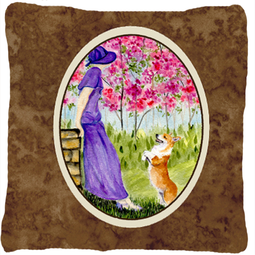 Corgi Decorative Fabric Pillow - 14 x 14 in.